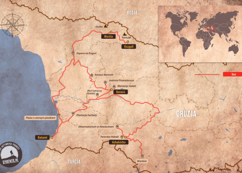 Poglądowa mapka, Gruzja z dziećmi: Śladami legend Gruzji Zachodniej, Barents.pl